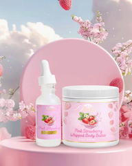 EXCLUSIVE PINK STRAWBERRY SET 10 OZ + 2OZ BODY OIL - READ DESCRIPTION IN FULL